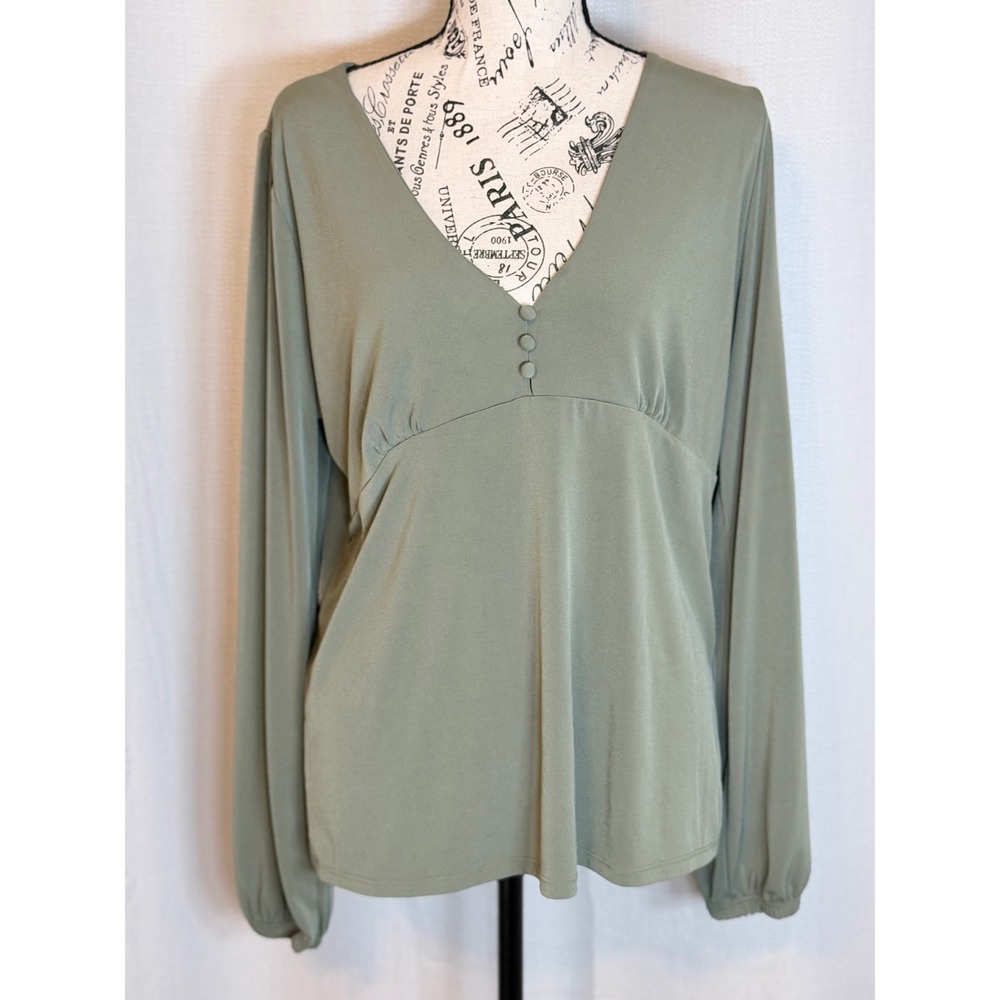 Banana Republic Long Sleeve Top Office Siren Sage Green Size L
